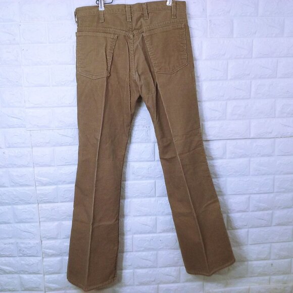 Vintage 70s-80s Sears Trim Fit Corduroy Pants 34-Long Western Bootcut Flare Tan - Picture 8 of 10